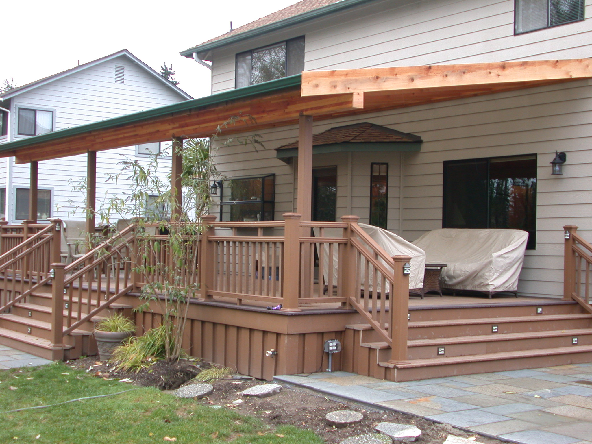 Here is a side view of the Glulam-beamed patio cover.